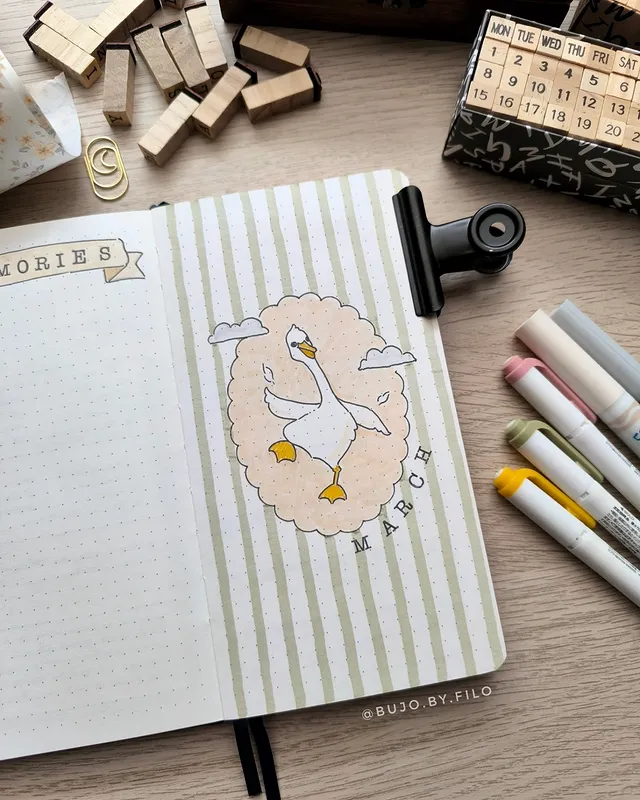 Instagram post by @bujo.by.filo for Ellington Pens. Caption reads: Say 'hola' to Kuka la oca loca 🪿💛 (Kuka the....