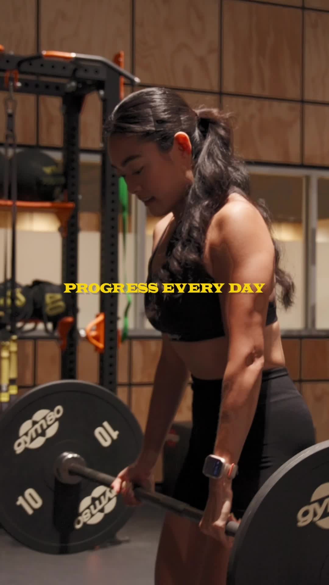 Instagram post by @xmichelletran for Gold's Gym. Caption reads: Progress comes from showing up.⁠
What keeps you....