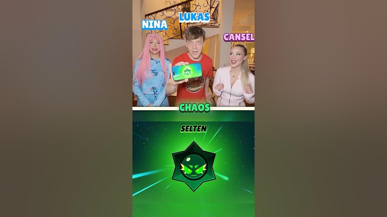 YouTube post by @LukasBrawlStars for Clash Royale eSports. Caption reads: Wer hat MEHR GLÜCK im CHAOS DROP? 😱 #brawlstars.