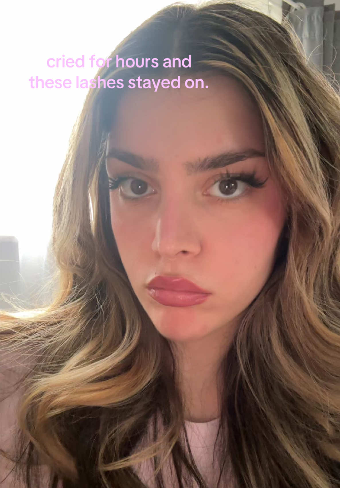 TikTok post by @vanessaalmaki for Fowendia Lashes. Caption reads: [...] a sad girl. @WiWiLINK BEAUTY @Fowendia....