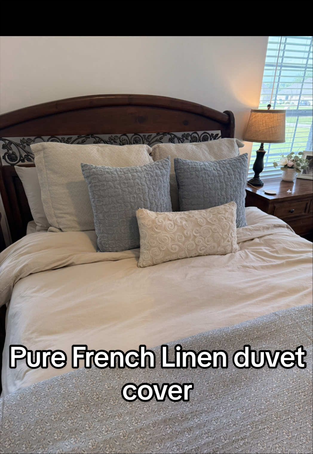 TikTok post by @balletmama4 for Shilucheng Home. Caption reads: [...] #linen #frenchlinen #antibacterial....