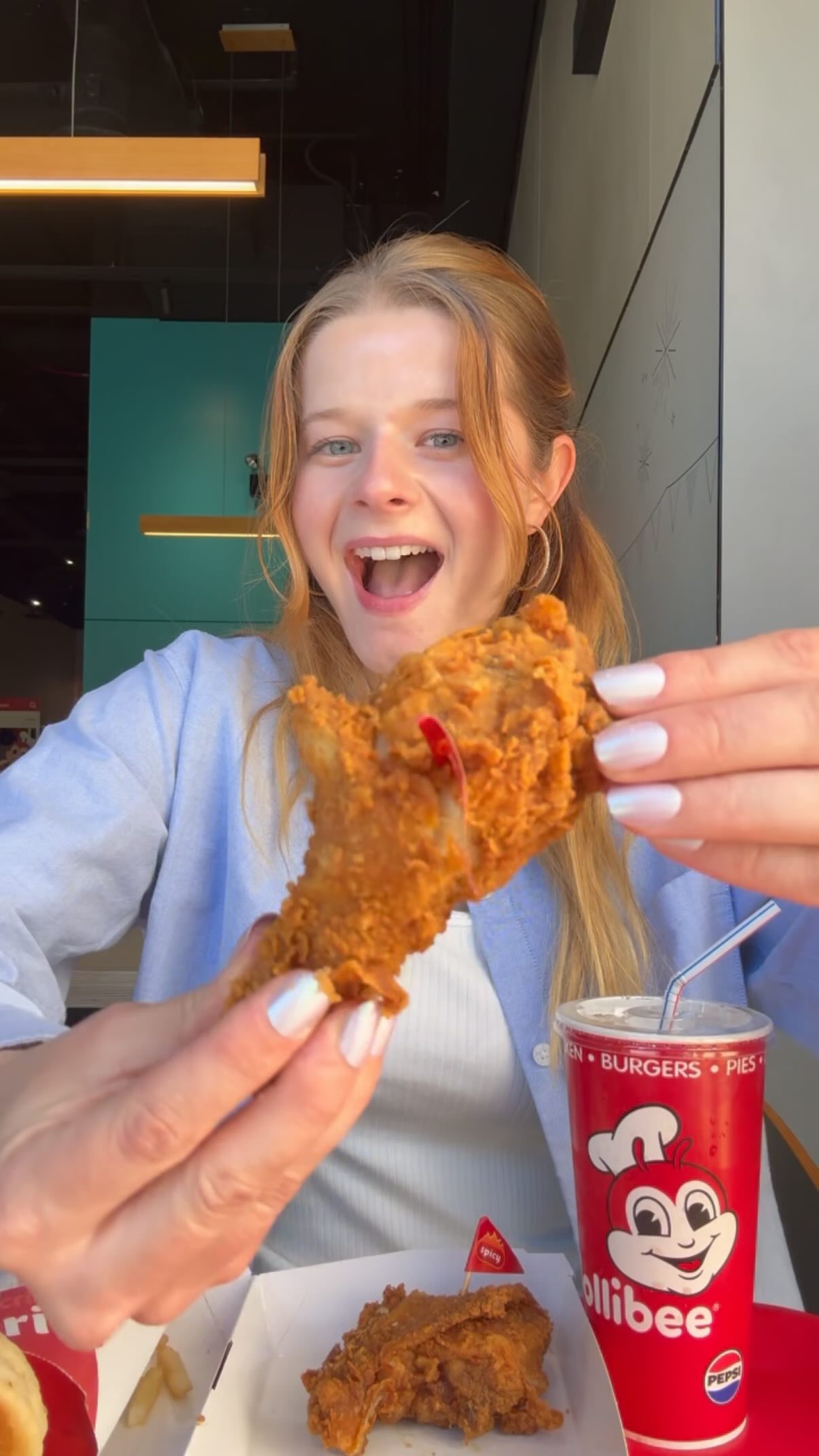 Instagram post by @katlinandsourabh for Jollibee US. Caption reads: #ad 500,000 followers! 🥹❤️ We couldn’t have done....