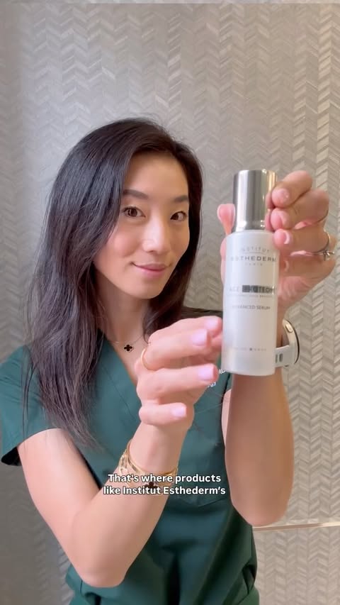 Instagram post by an influencer for Institut Esthederm Canada. Caption reads: Collagen and elastin are the proteins that keep....