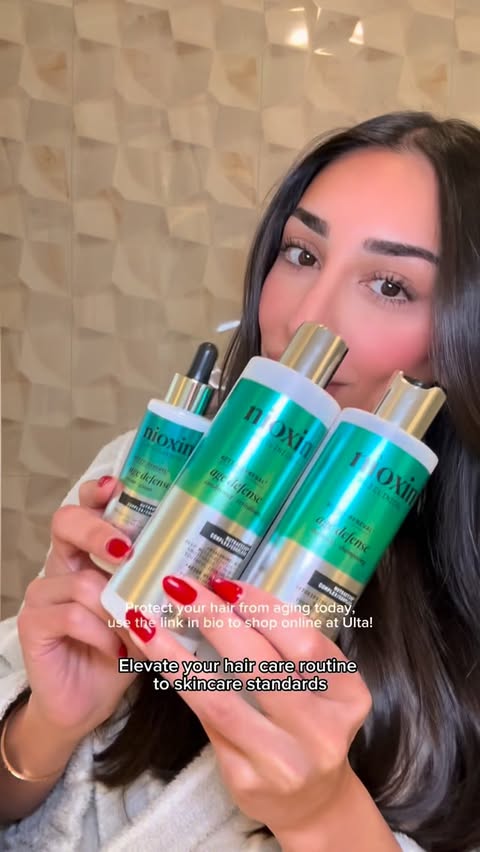 Instagram post by @sayehsoltani for NIOXIN. Caption reads: [...] treating my scalp like my skin using....