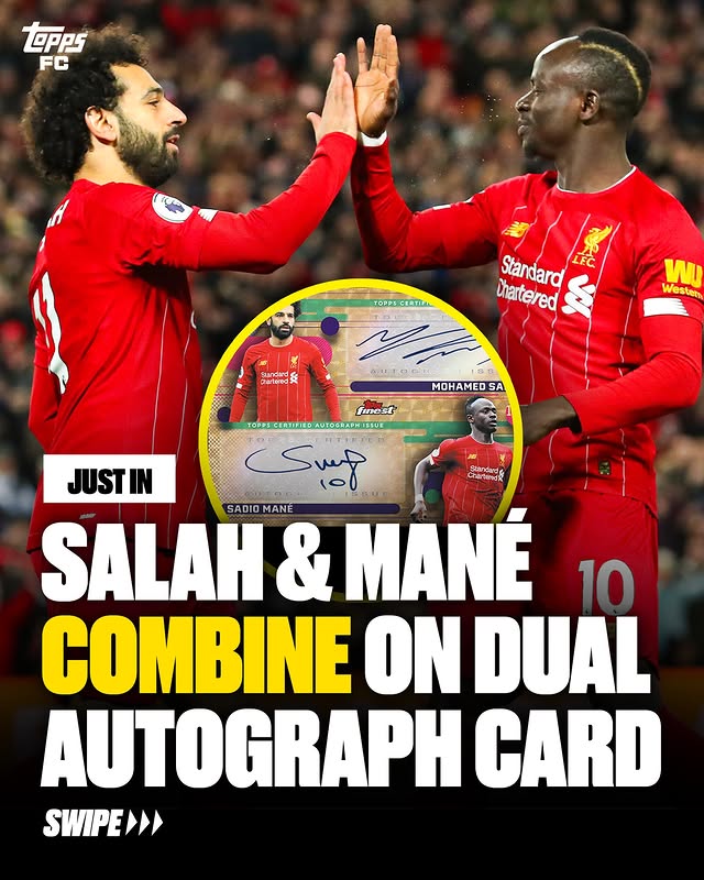 Instagram post by @liverpoolgoals for Topps. Caption reads: [...] this incredible card lands in Topps Finest....