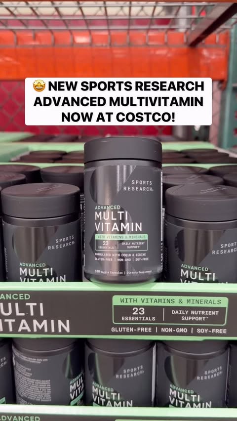 Instagram post by @costcobuys for Sports Research. Caption reads: 🤩 NEW Sports Research Advanced Multivitamin is....