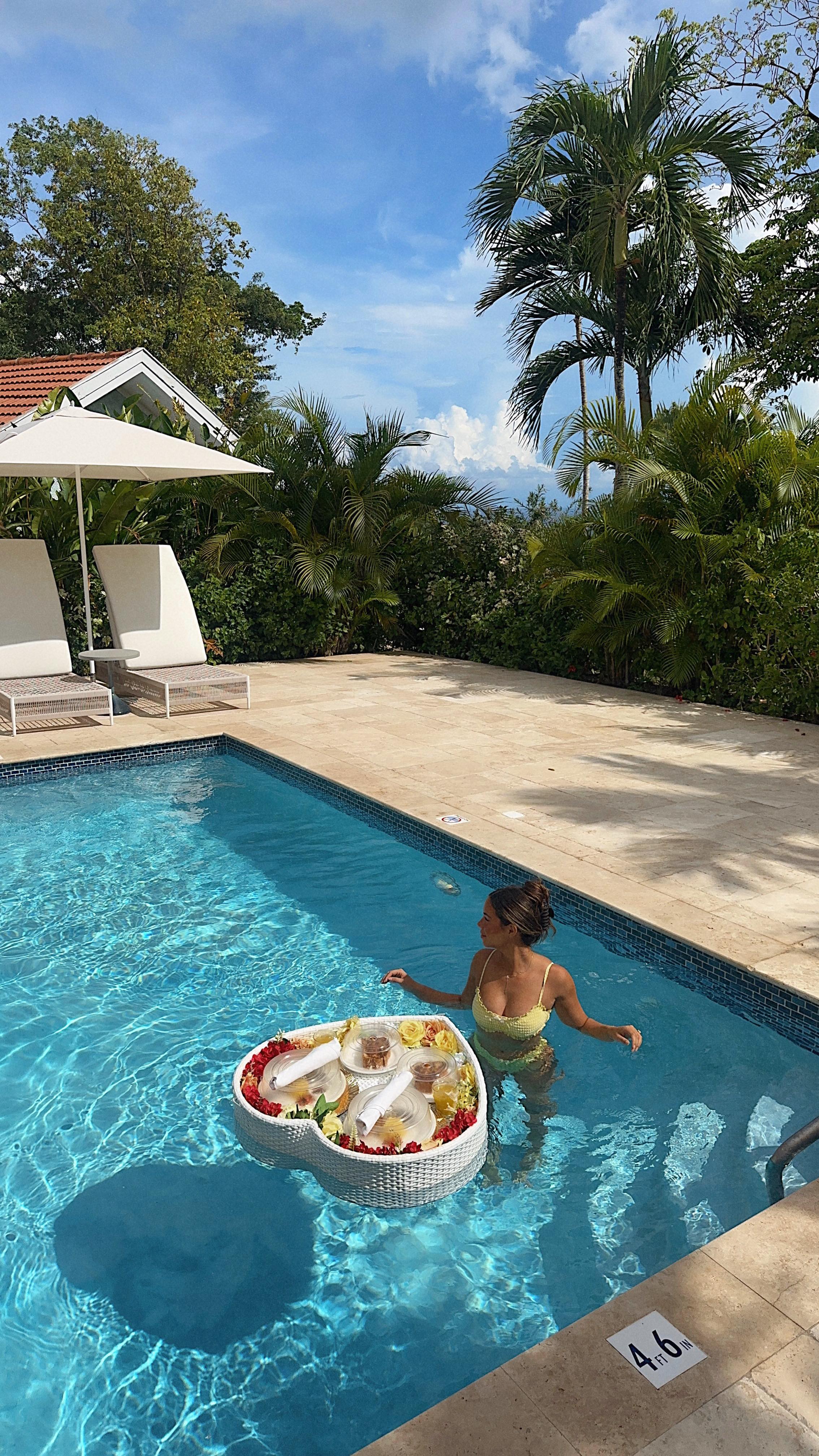 Instagram post by @inatalieking for Sandals Resorts. Caption reads: Found a corner of paradise at Sandals Ochi....