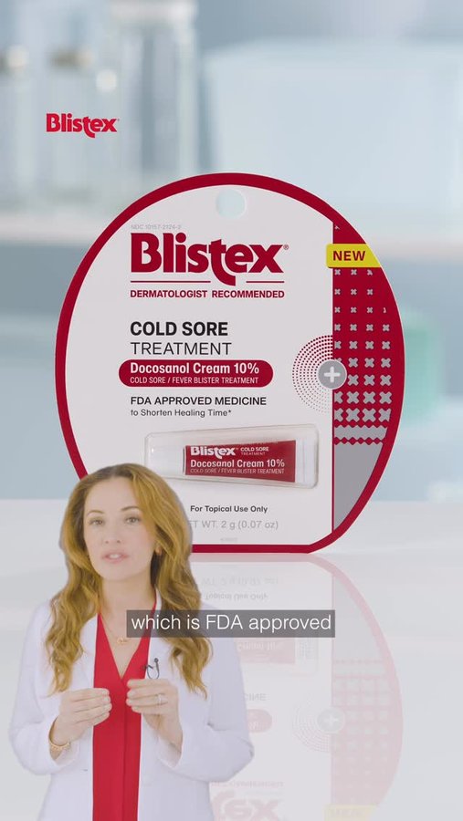 Instagram post by @drannakarp for Blistex. Caption reads: AD Blistex Cold Sore Treatment shortens the length....
