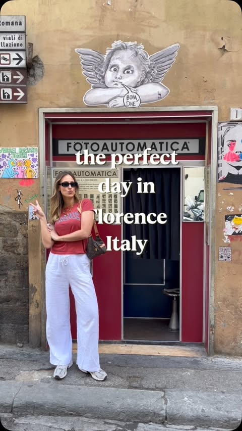 Instagram post by @emmakatehalltravels for Skyscanner. Caption reads: Ad The perfect day in Florence, Italy with....