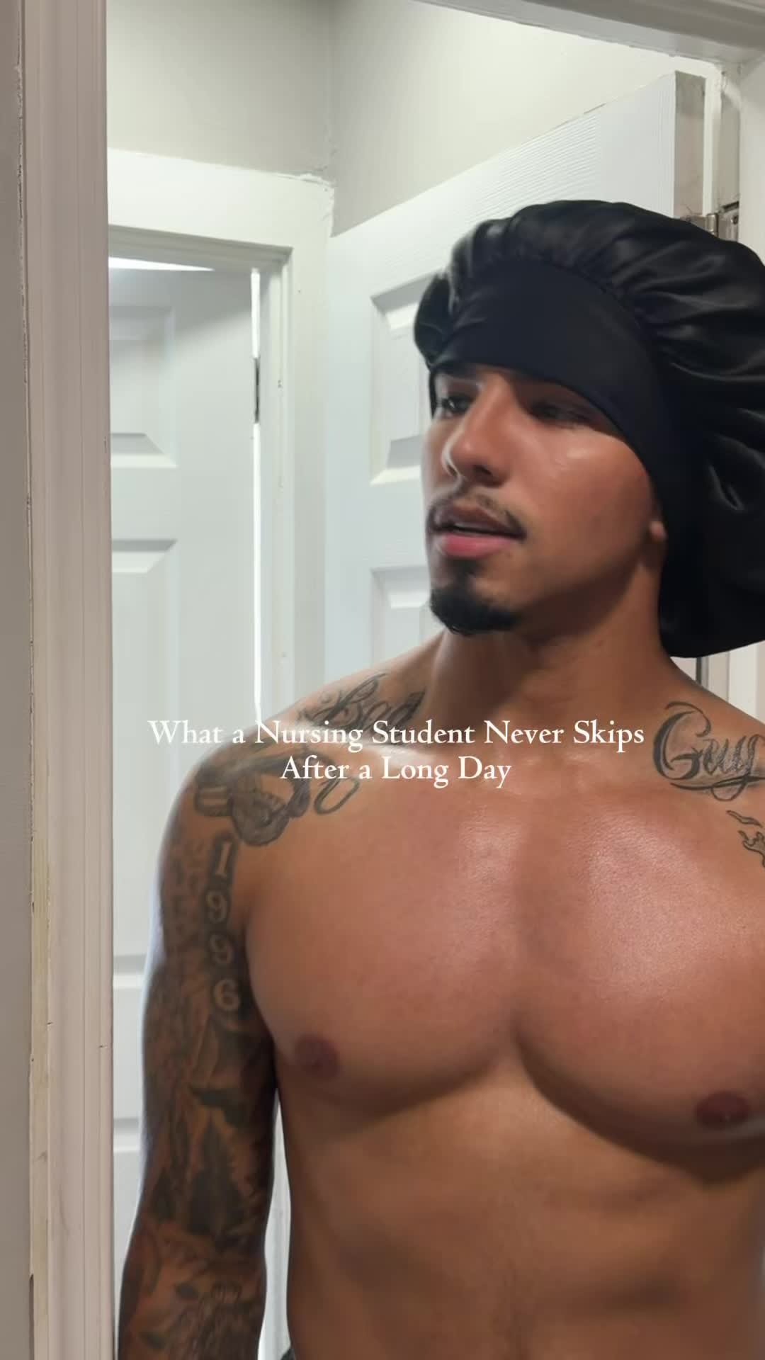 TikTok post by @angelnievess_ for Illinois Soybean Association. Caption reads: Clear pores, even after a long shift. 👀 Shop now....