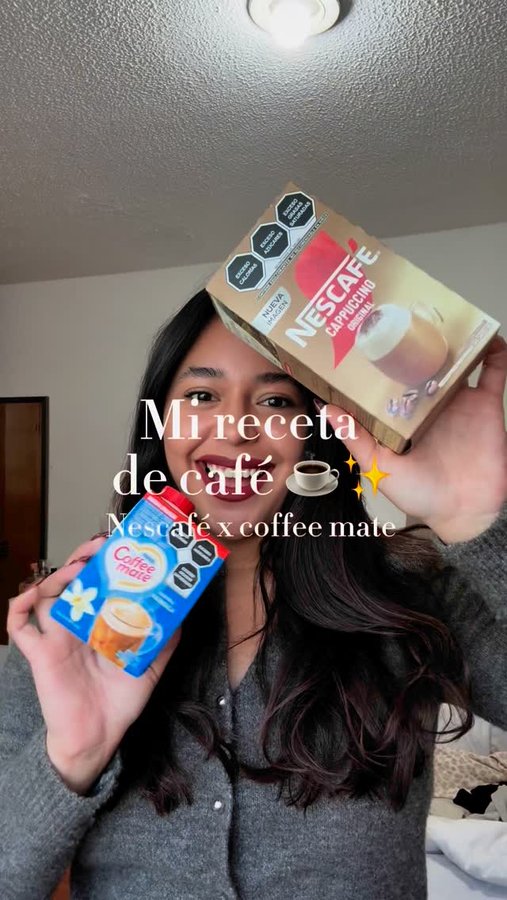 Instagram post by @anniespinosaa for Coffee mate. Caption reads: [...] café ☕️ #recetasfrías #cafés #NESCAFE....