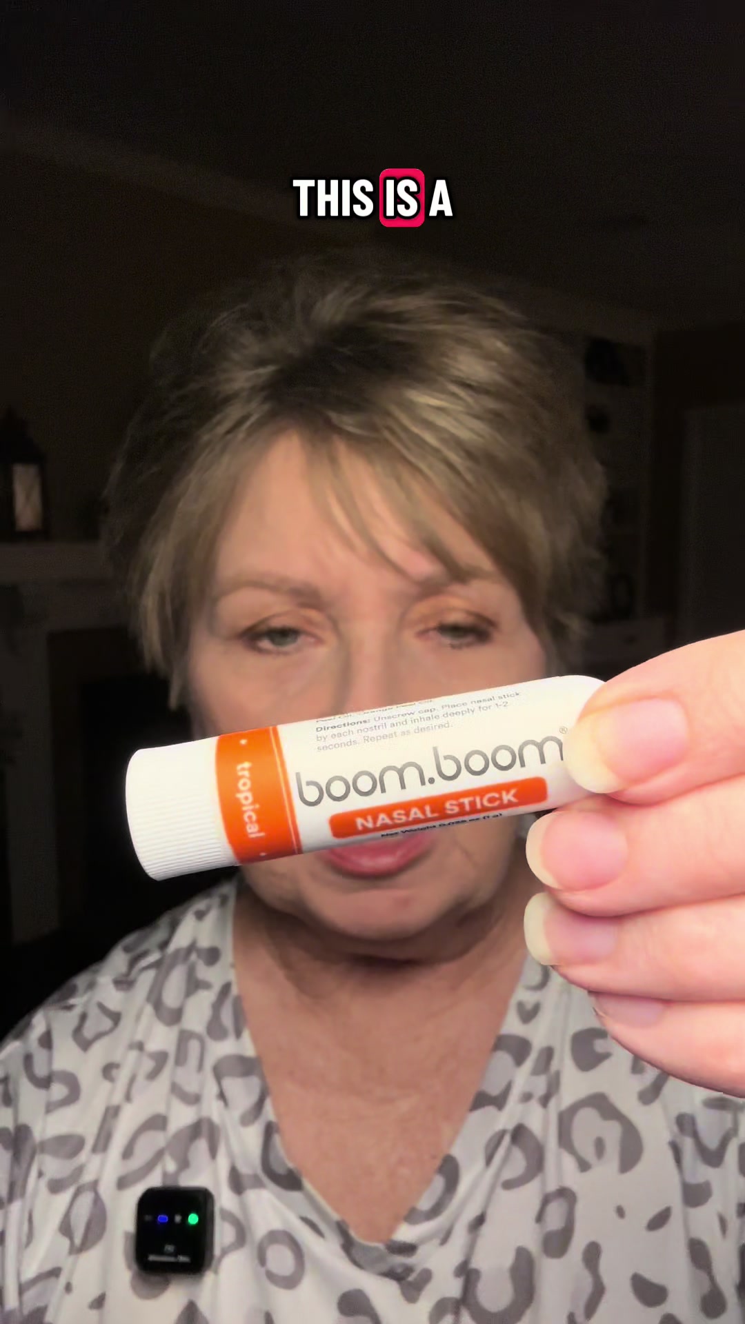 TikTok post by @sandrakword for BoomBoom Naturals. Caption reads: #nasalstick #essentialoils #itworks #musthave #fyp....