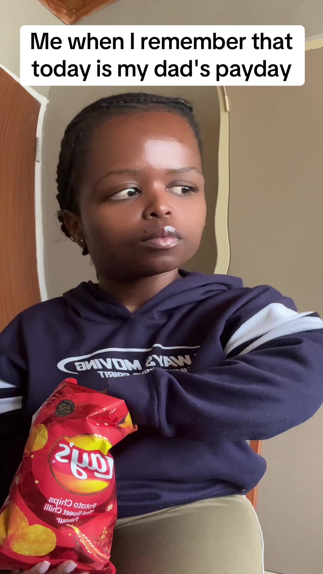 TikTok post by @cthandiweii for Lay's. Caption reads: #Buckethead #jokes #funny @lays .