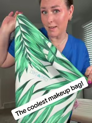 TikTok post by @jenniferdawnbeauty for RIKI LOVES RIKI. Caption reads: The coolest makeup bag to ever exist!....