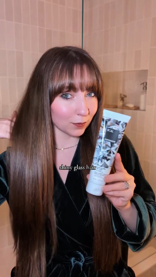 Instagram post by @_mo__styles_ for IGK Hair. Caption reads: [...] is my fav way to get glass hair....