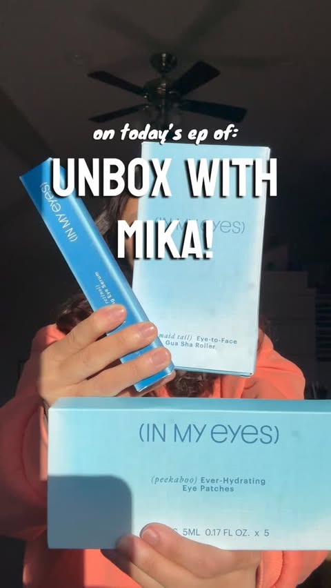 Instagram post by @musicwithmika for In My Eyes. Caption reads: using @inmyeyes.official every day 🩵 
#selfcare....