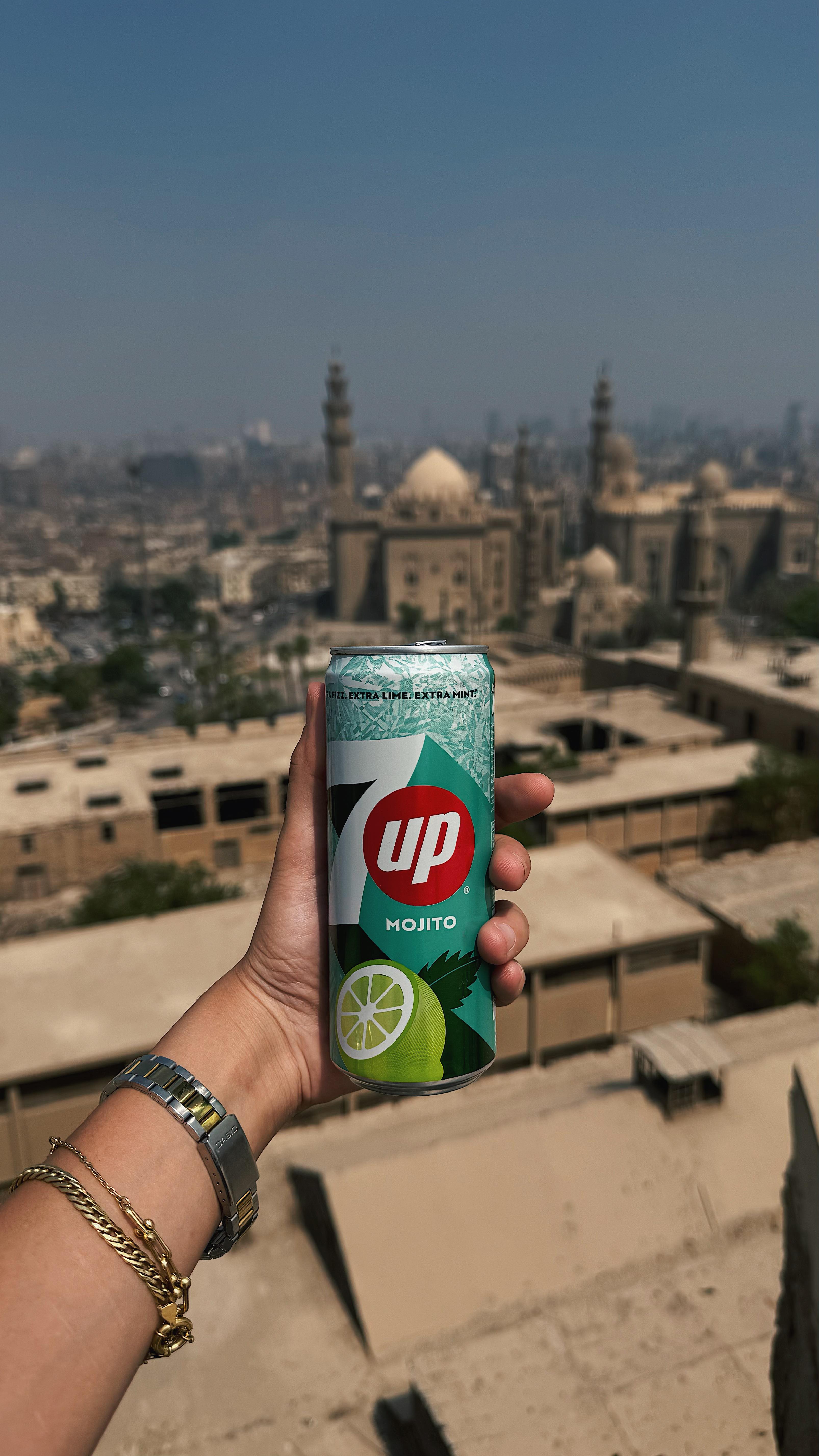 Instagram post by @mallakwaleed for PepsiCo. Caption reads: [...] new level with 7UP Mojito. @7upegypt....
