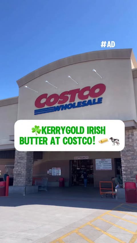 Instagram post by @costcoguide for Kerrygold. Caption reads: #AD Go stock up on this 4-pack of @kerrygoldusa....