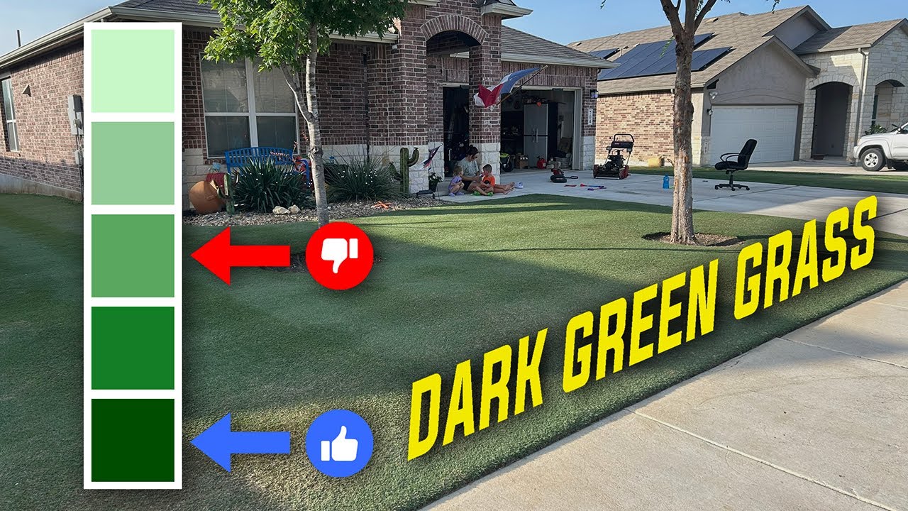 YouTube post by @LawnInsider for Simple Lawn Solutions. Caption reads: Want a Darker Green Lawn? Try This! (With Results).