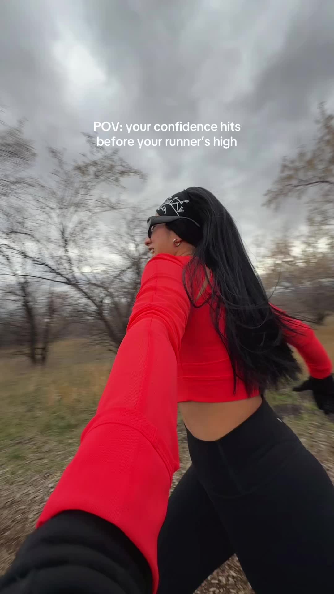 TikTok post by @miahgarrett for Strava. Caption reads: [...] @lululemon @Arc’teryx @Brooks Running ....