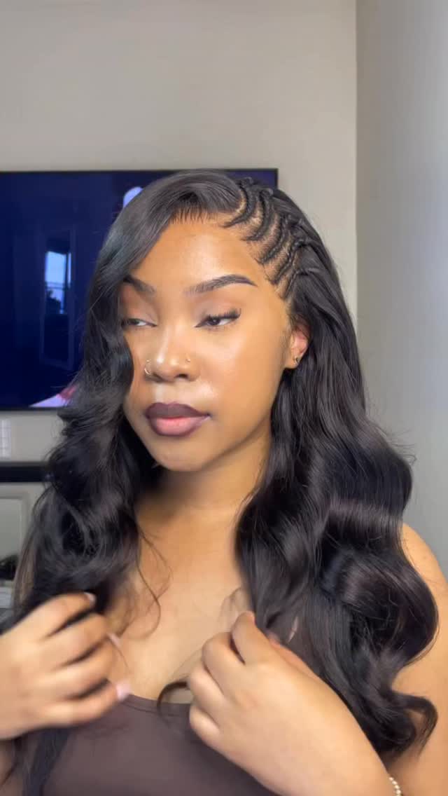 Instagram post by @vanessaablant for Luvme Hair. Caption reads: Side Braided Yaki Body Wave Glueless Ear-to-ear....