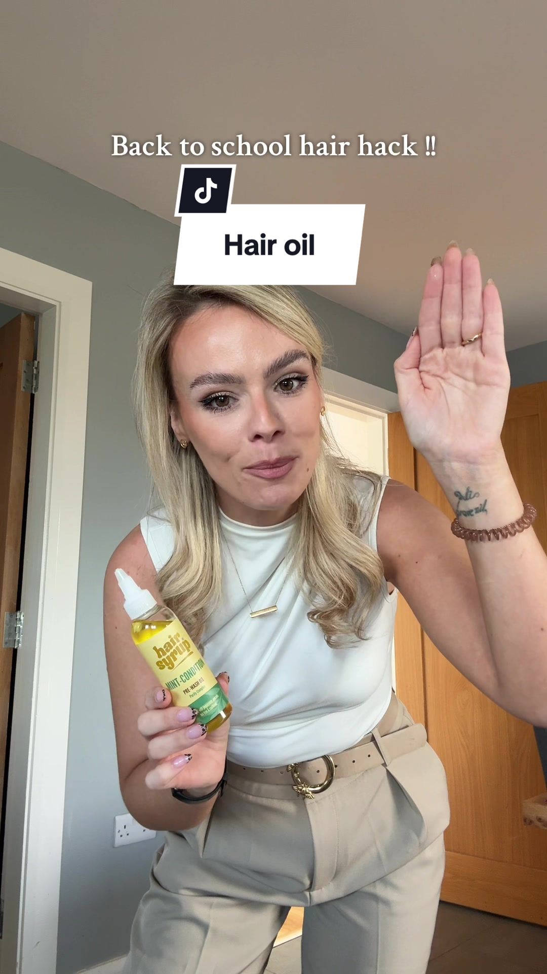 TikTok post by @sincerelychelseyh for Hair Syrup. Caption reads: Get on this ✨ @Hair Syrup #tiktokmademebuyit....