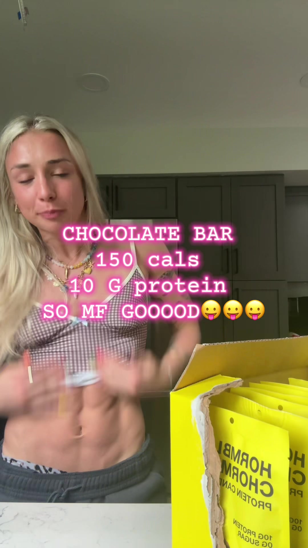 TikTok post by @faith.robertsonnn for Hormbles. Caption reads: ILY @Hormbles Chormbles #chocolate #protein [...].