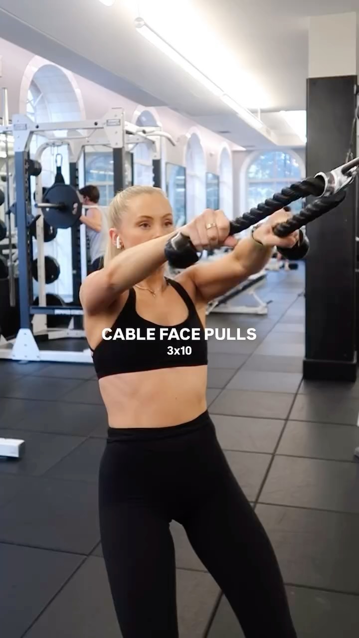 Instagram post by @samanthafeher for Equinox. Caption reads: SAVE THIS 💪🏼 one of my two upper body day....