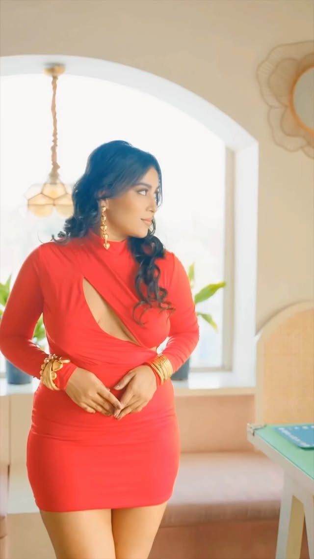 Instagram post by @alluring_udita for MISSPAP. Caption reads: [...] Product code : 22833994 Red dress : @misspap....