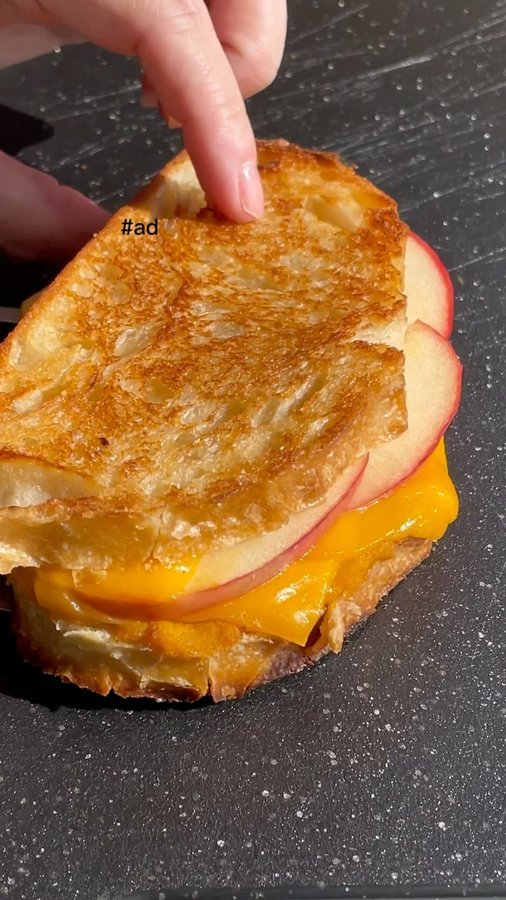 Instagram post by @thedailykale for Follow Your Heart. Caption reads: #ad Say hello to your new favorite grilled cheese!....