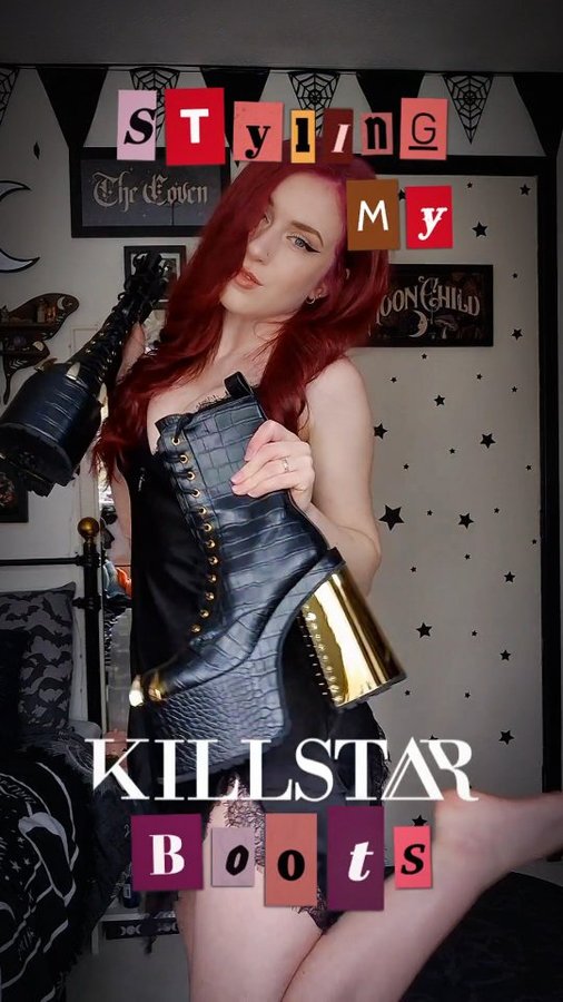 Instagram post by @punky.pixiee for Lunar Tides Hair. Caption reads: If I had a payday...these boots would take all my....