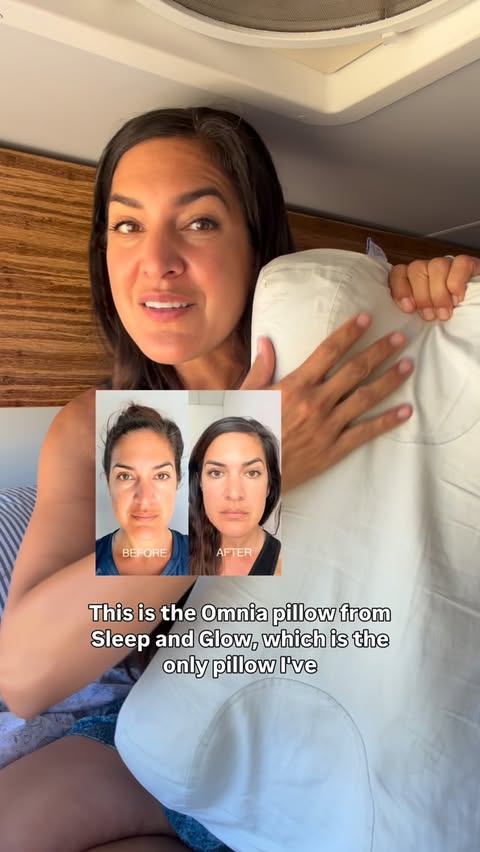 Instagram post by @beautyroams_ for Sleep&Glow. Caption reads: IWD SALE: 15% off for a limited time…Omnia Pillow....