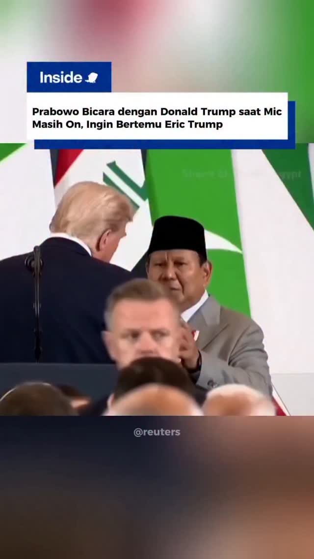 Instagram post by @insidelombok for Reuters. Caption reads: Presiden Prabowo Subianto dan Presiden Amerika....