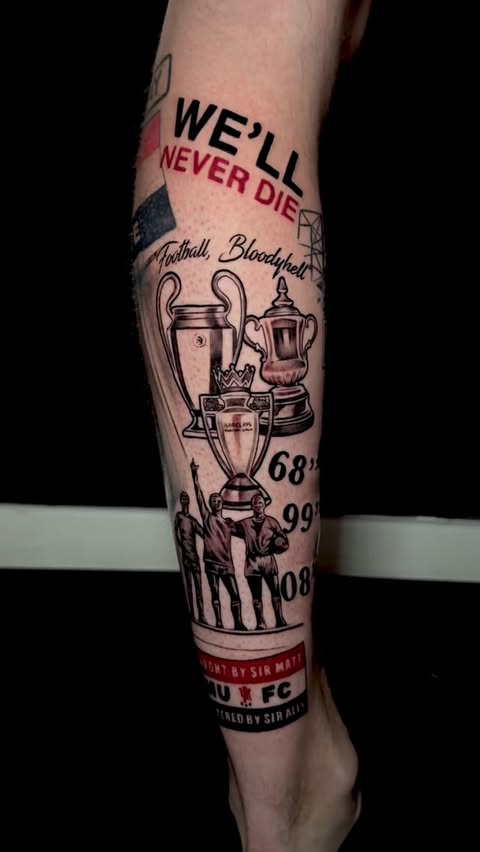 Instagram post by @dalemcgoverntattoos for Butterluxe Tattoo Care. Caption reads: Biggest Club in the world, nearly finished on my....