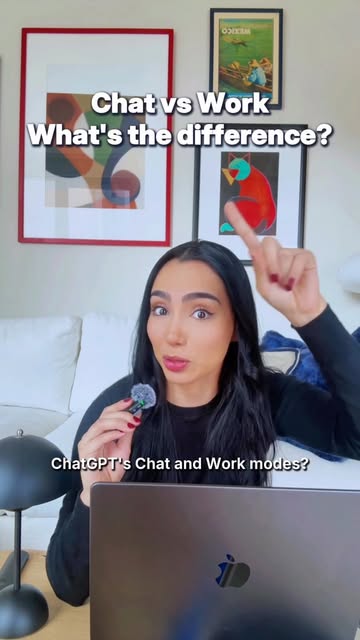 Instagram post by @pikacodes for ChatGPT. Caption reads: ChatGPT Chat vs Work mode? How are they [...].