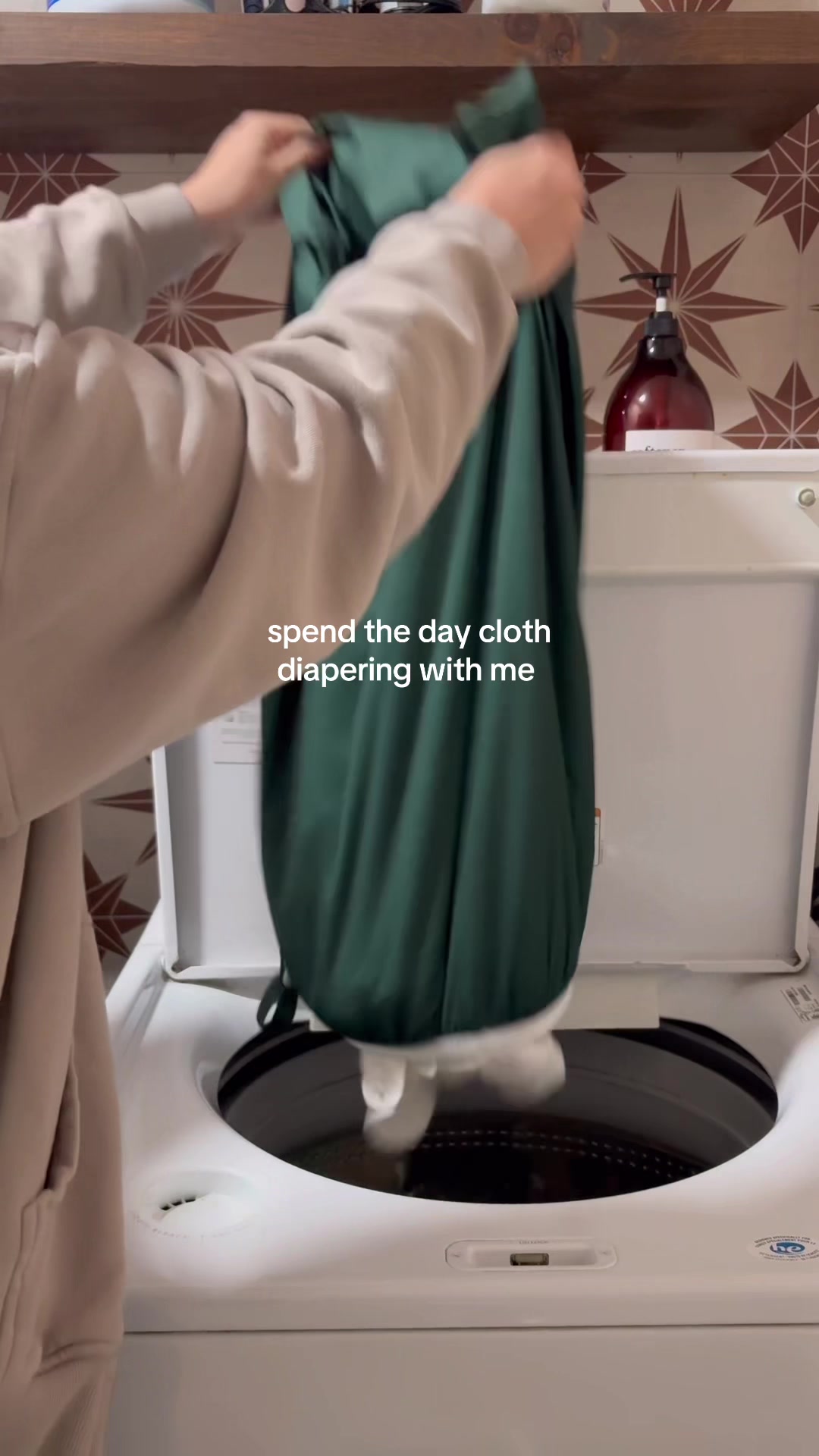 TikTok post by @destineesfits for Esembly Baby. Caption reads: disposable diapers? In this economy? LOL (not to....