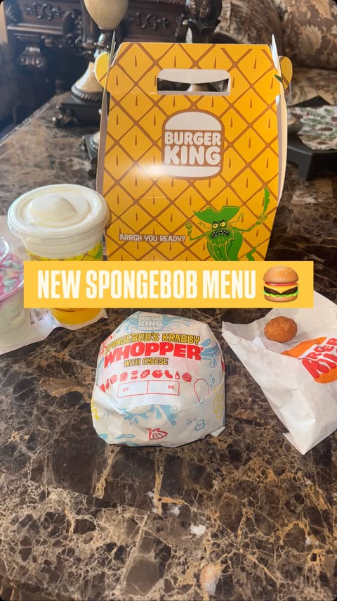 Instagram post by @mrfeastfood for Burger King. Caption reads: [...] #spongebob #mrfeast #burgerking #burger....