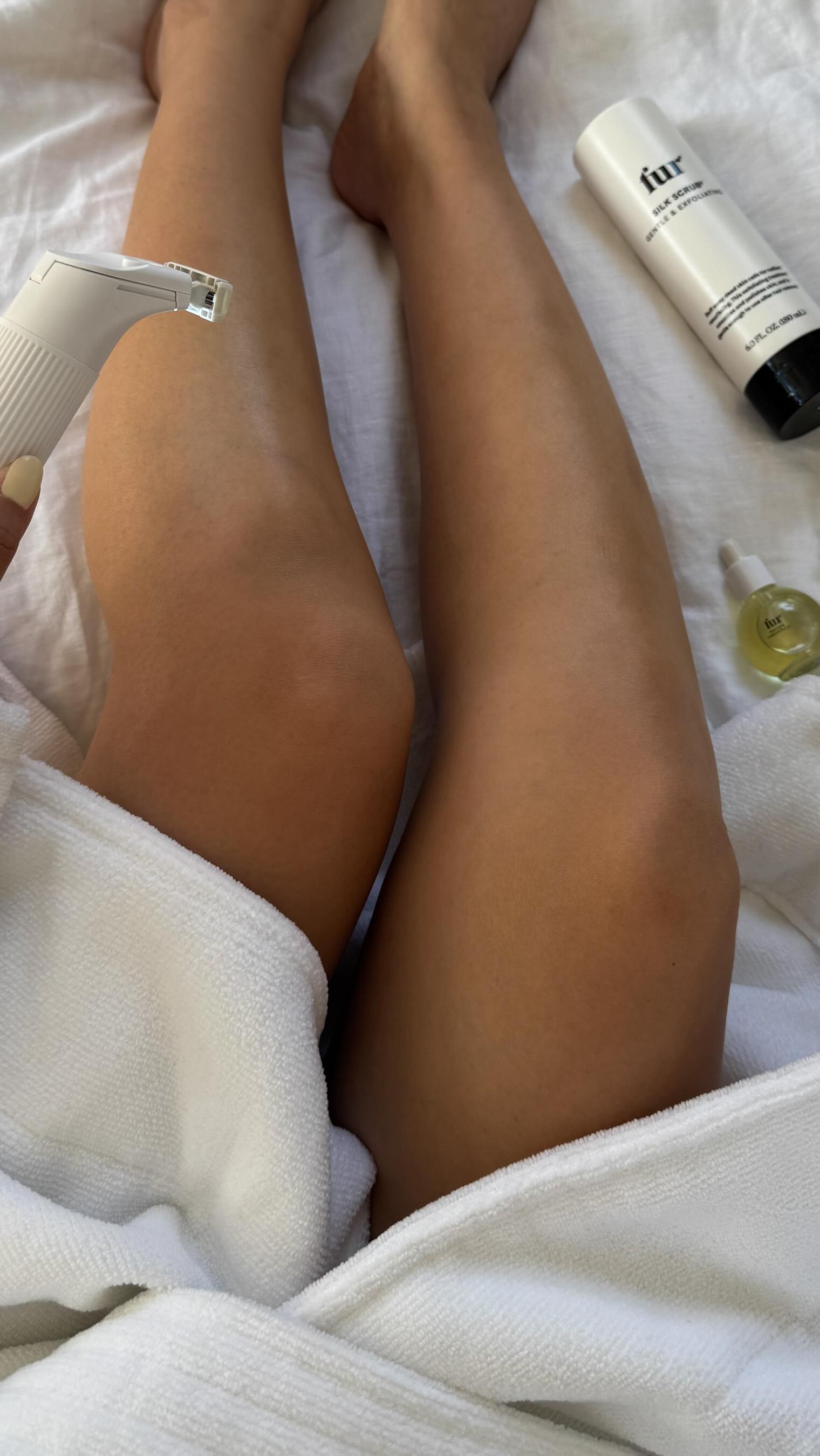 Instagram post by @nalilychav for Fur You. Caption reads: Soft ASMR: from exfoliating to smooth body using....