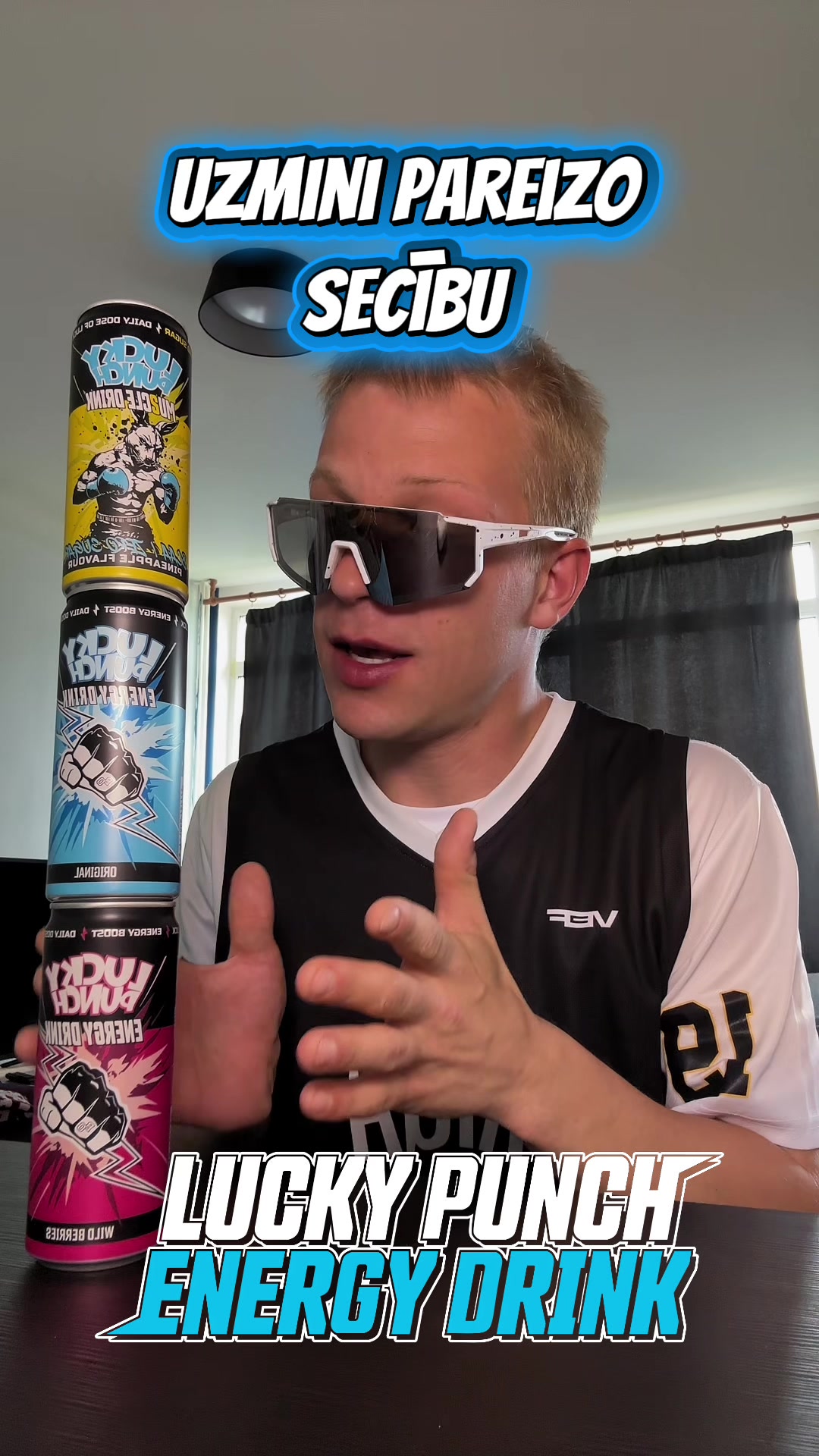 TikTok post by @audzhudeels for Lucky Punch Energy Drink. Caption reads: [...] saviem draugiem un @LUCKY PUNCH ENERGY....