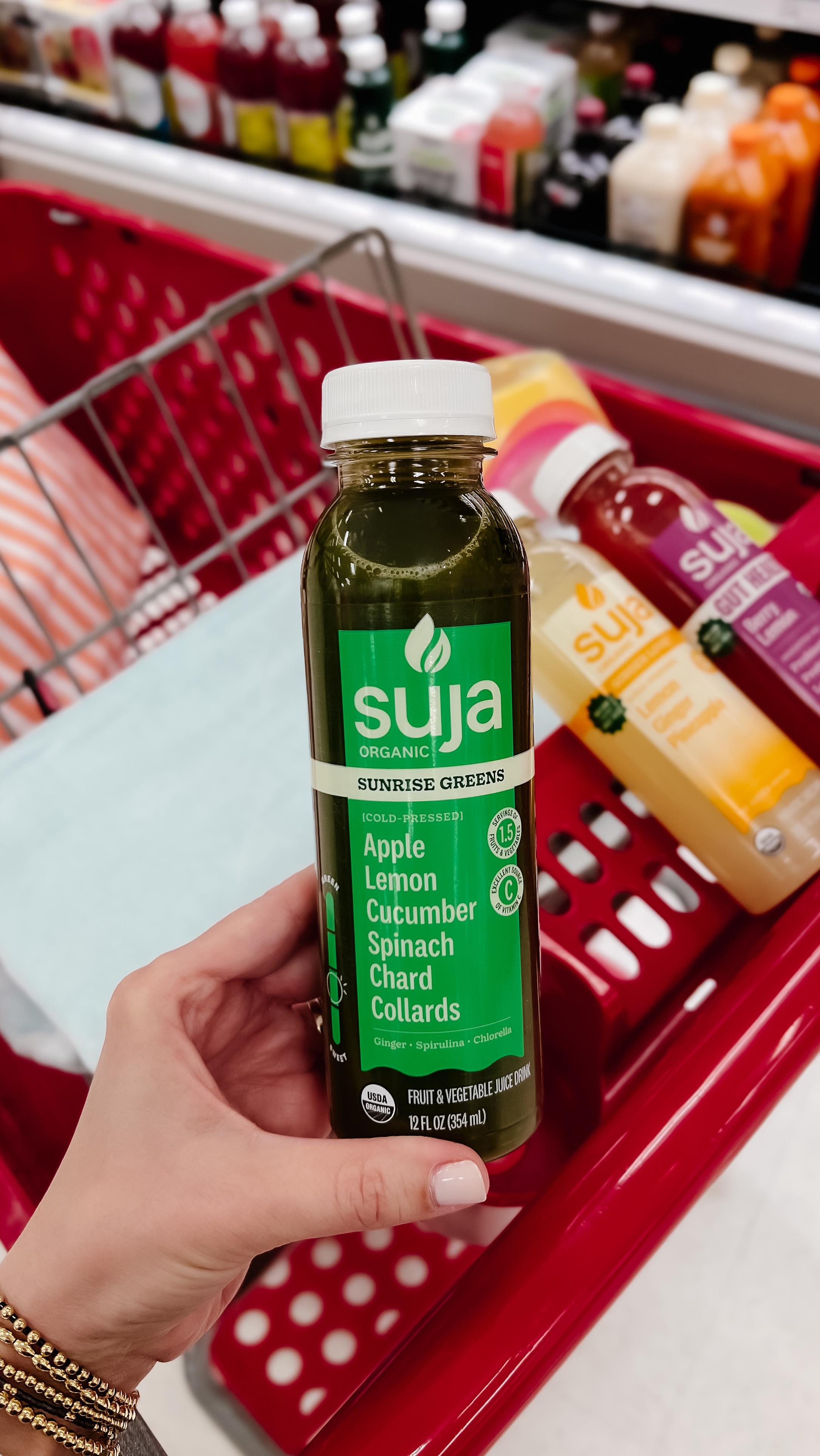 Instagram post by @target_cheer for Suja Organic. Caption reads: Suja Organic offers a wide variety of organic and....