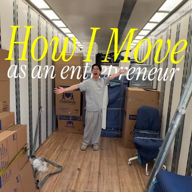 Instagram post by @brianchung for Roadway Moving. Caption reads: 🚚 This is how I move as an entrepreneur....