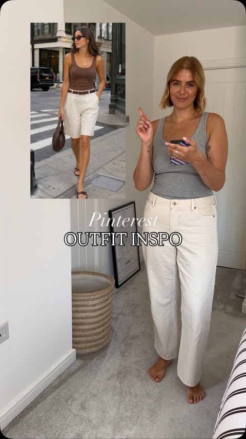 Instagram post by @elizabethdaisy for New Look. Caption reads: [...] Shorts @laredoute_uk * Vest top @newlook *....