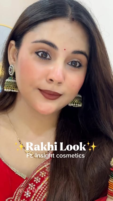 Instagram post by @vanshikaa.jain__ for Insight Cosmetics. Caption reads: [...] festive makeup, rakhi look, insight....