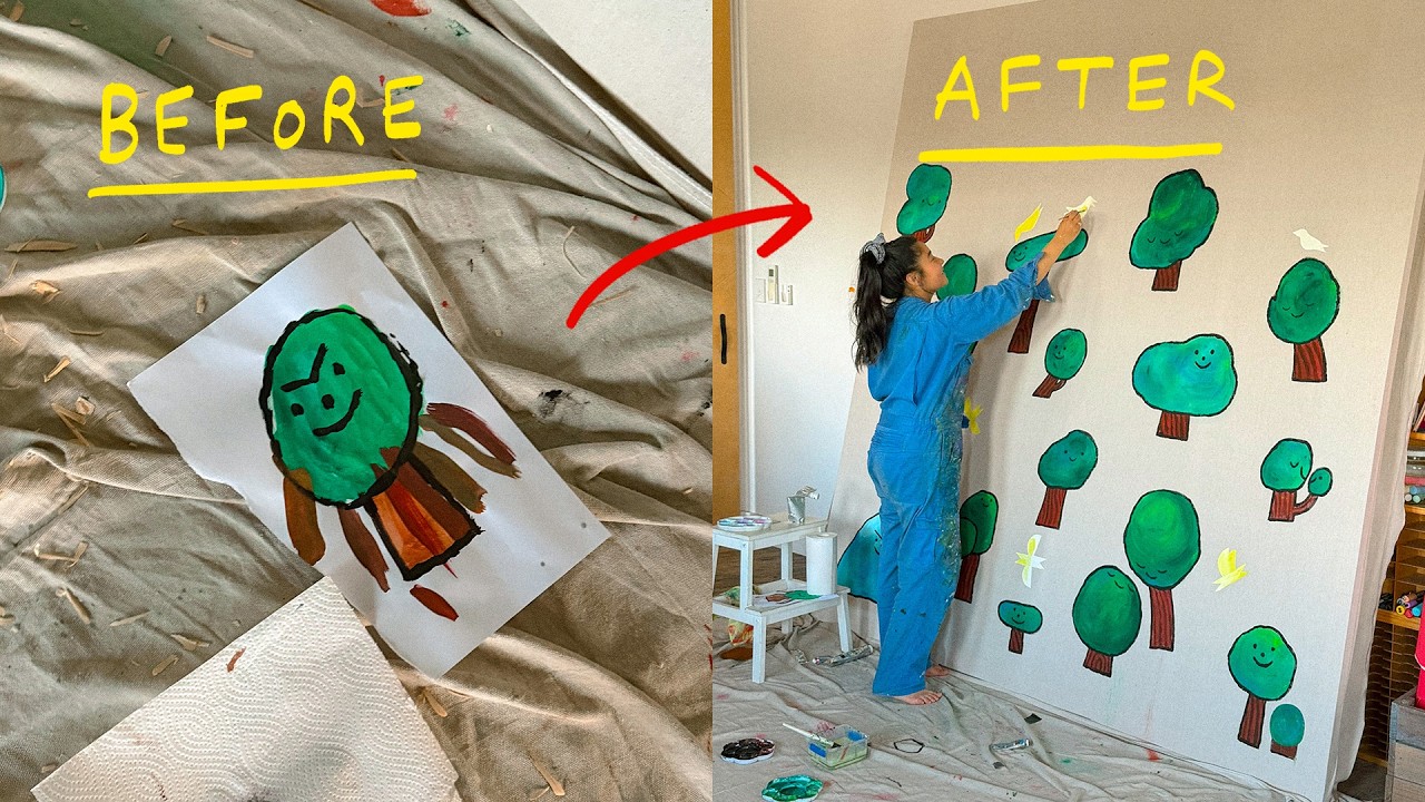 YouTube post by @furrylittlepeach for Musicbed. Caption reads: Studio Vlog 🌱 making a HUGE painting for our....