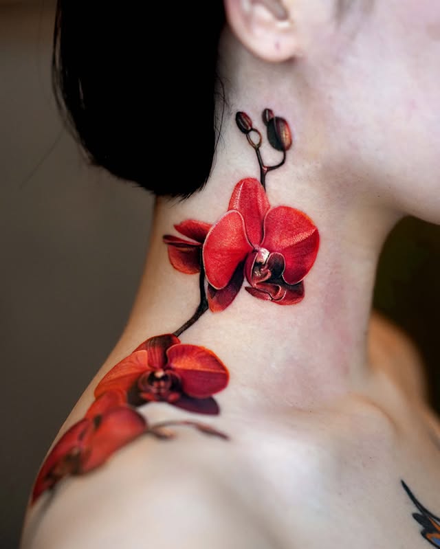 Instagram post by @myungdo___ for Pepax Official. Caption reads: Orchids🩸•DONE• Pt.2 Thank you for @huxi.tatt....