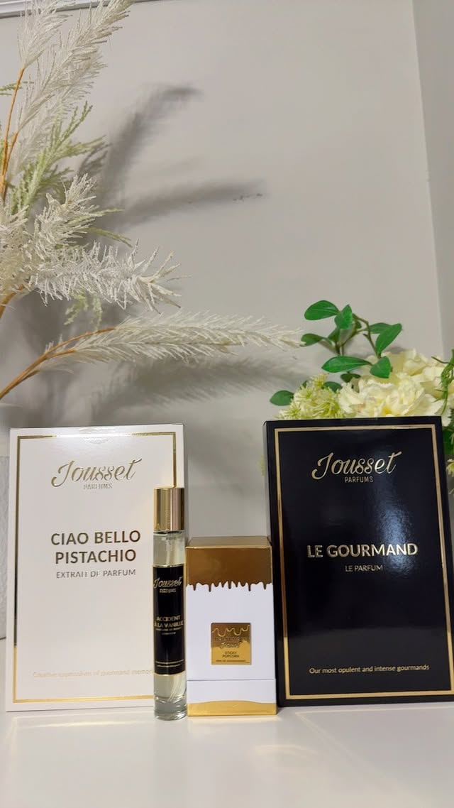 Instagram post by @evaperfumeandlifestyle for Jousset Parfums. Caption reads: [...] spot a favourite? Sticky Popcorn Jousset....