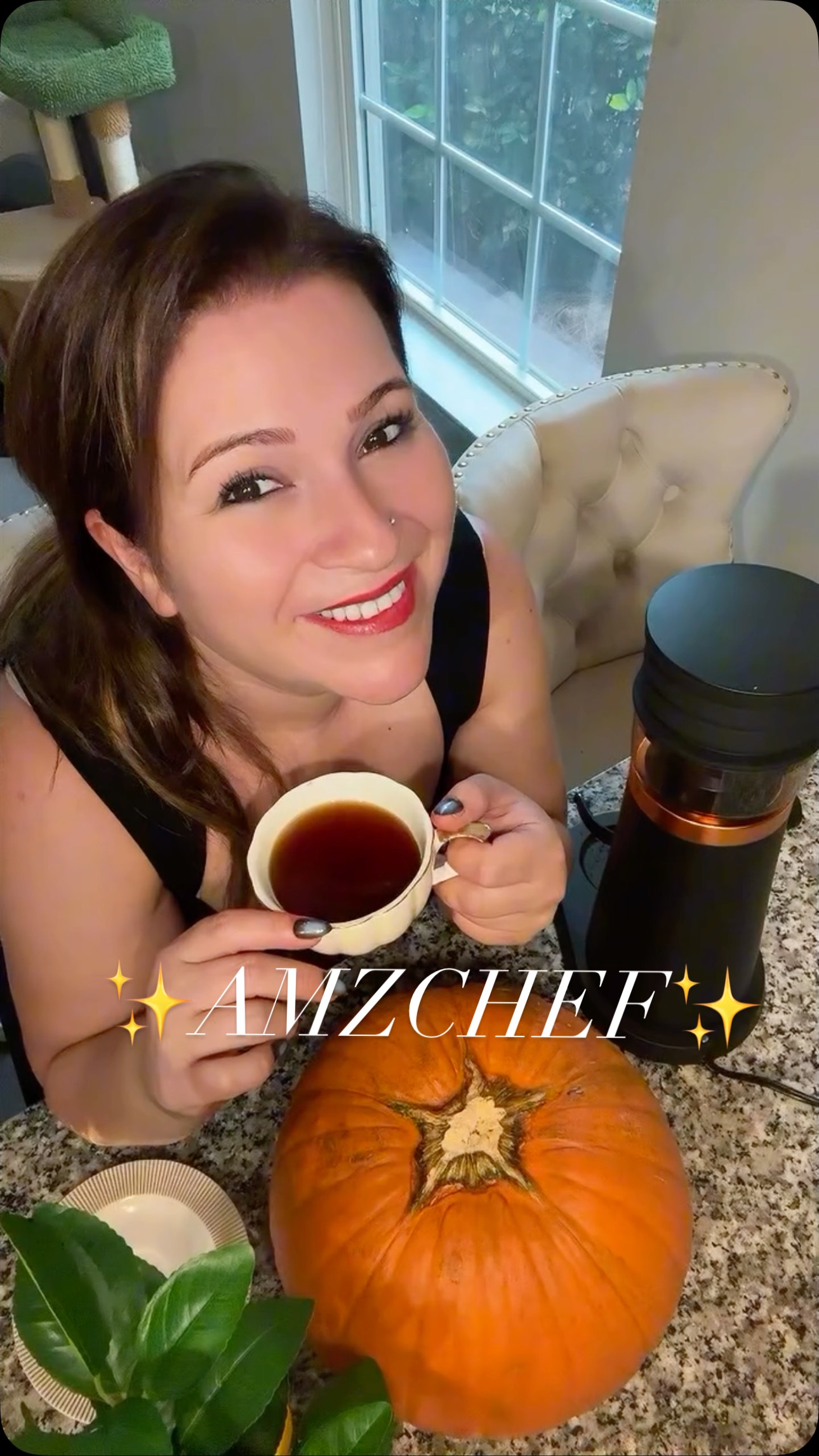 Instagram post by @ugcozy for AMZCHEF. Caption reads: [...] morning ritual just got an upgrade: the....