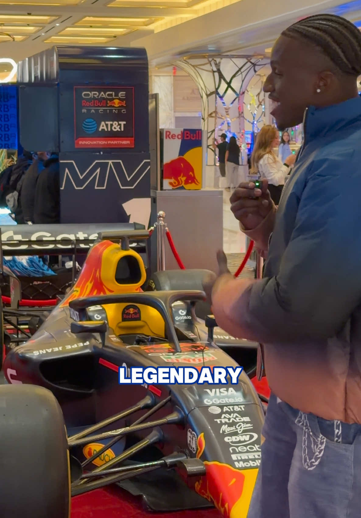 TikTok post by @hamilt0njr for AT&T. Caption reads: [...] @Red Bull Racing RB14 hits top speed and....