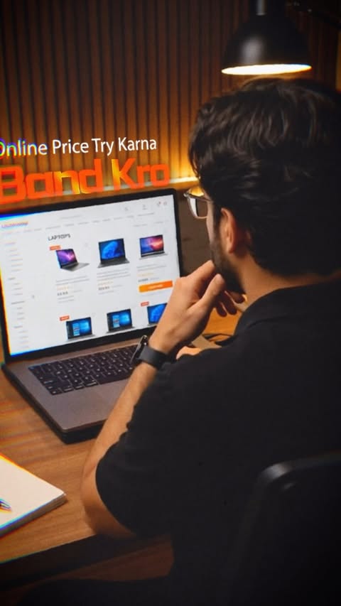 Instagram post by @raaz.content for Reliance Digital. Caption reads: [...] of getting a new laptop? 💻🔥 Reliance....