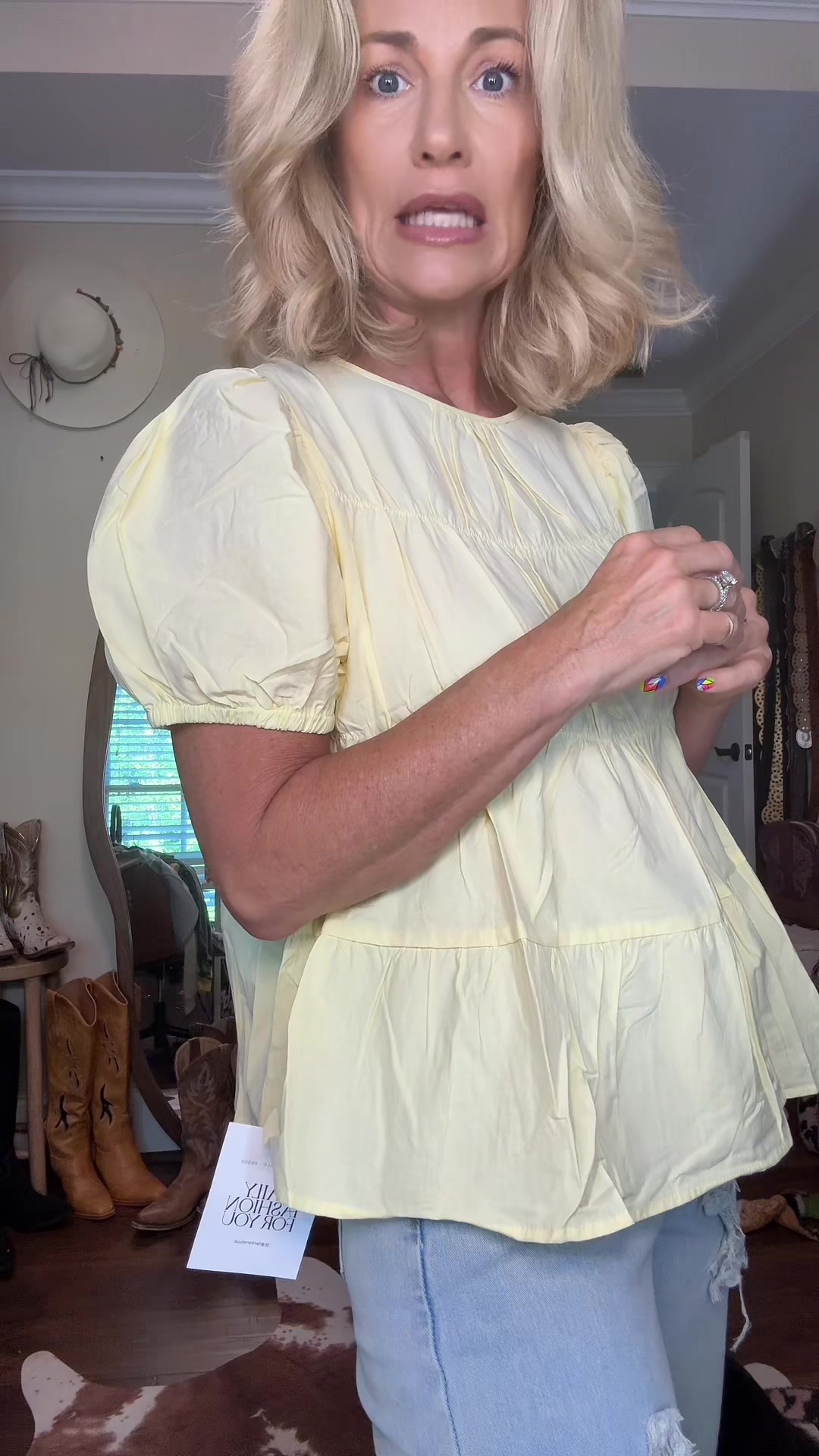 TikTok post by @beckichoward for Tankaneo. Caption reads: [...] #womensbabydollshirts @Tankaneo Fashion.